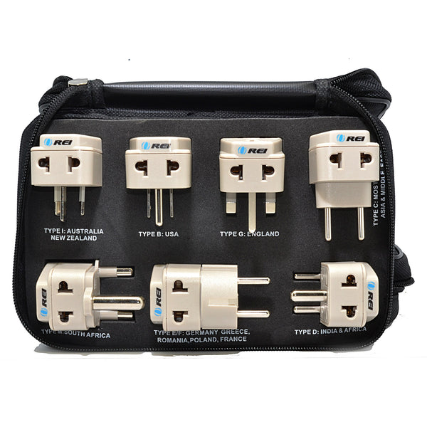 OREI 7 Pcs Worldwide Grounded Travel Adapter Plug Set