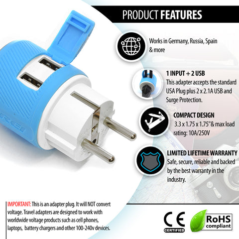 2 USB + 1 INPUT - Type E/F